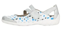Sale Remonte Space White Silver Blue Dot Cutout Mary Jane Flat Shoe