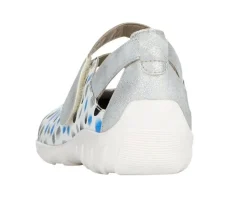 Sale Remonte Space White Silver Blue Dot Cutout Mary Jane Flat Shoe