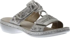 Best Rieker Space White Silver Floral Slide Sandal