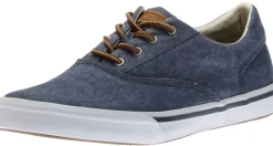 Sale Sperry Striper Ii Cvo Salt Washed Navy Canvas Lace-Up Sneaker