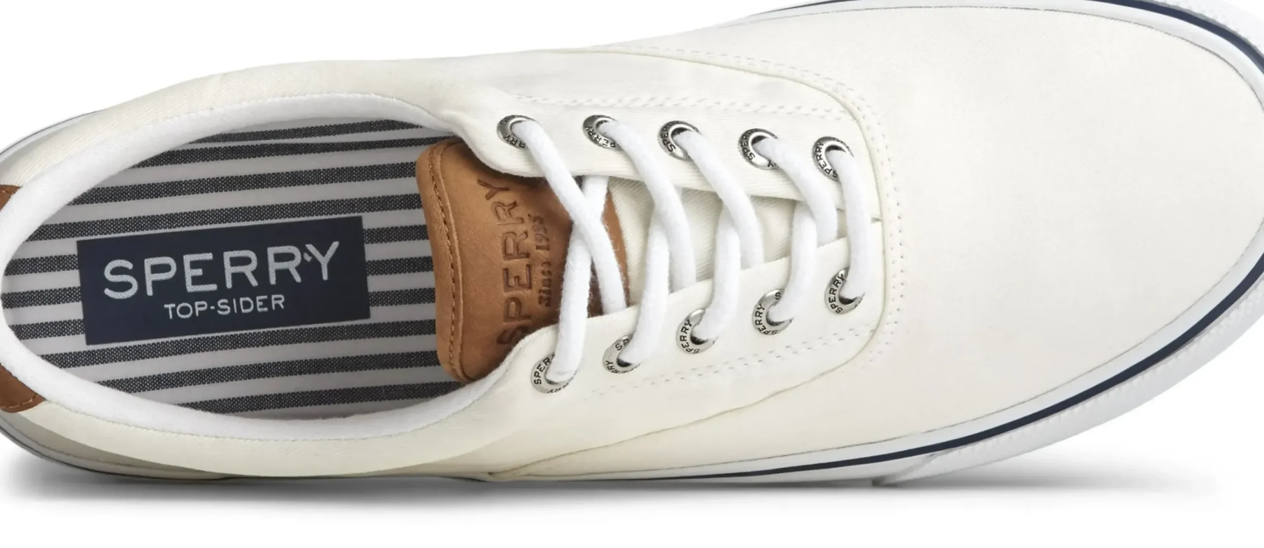 Discount Sperry Striper Ii Cvo White Canvas Lace-Up Sneaker