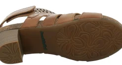 Online Josef Seibel Sunny 02 Nut Brown Perforated Cutout Leather Heel Sandal