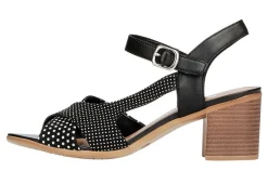 Outlet Remonte Talamon Black White Polka Dot Block Heel Sandal
