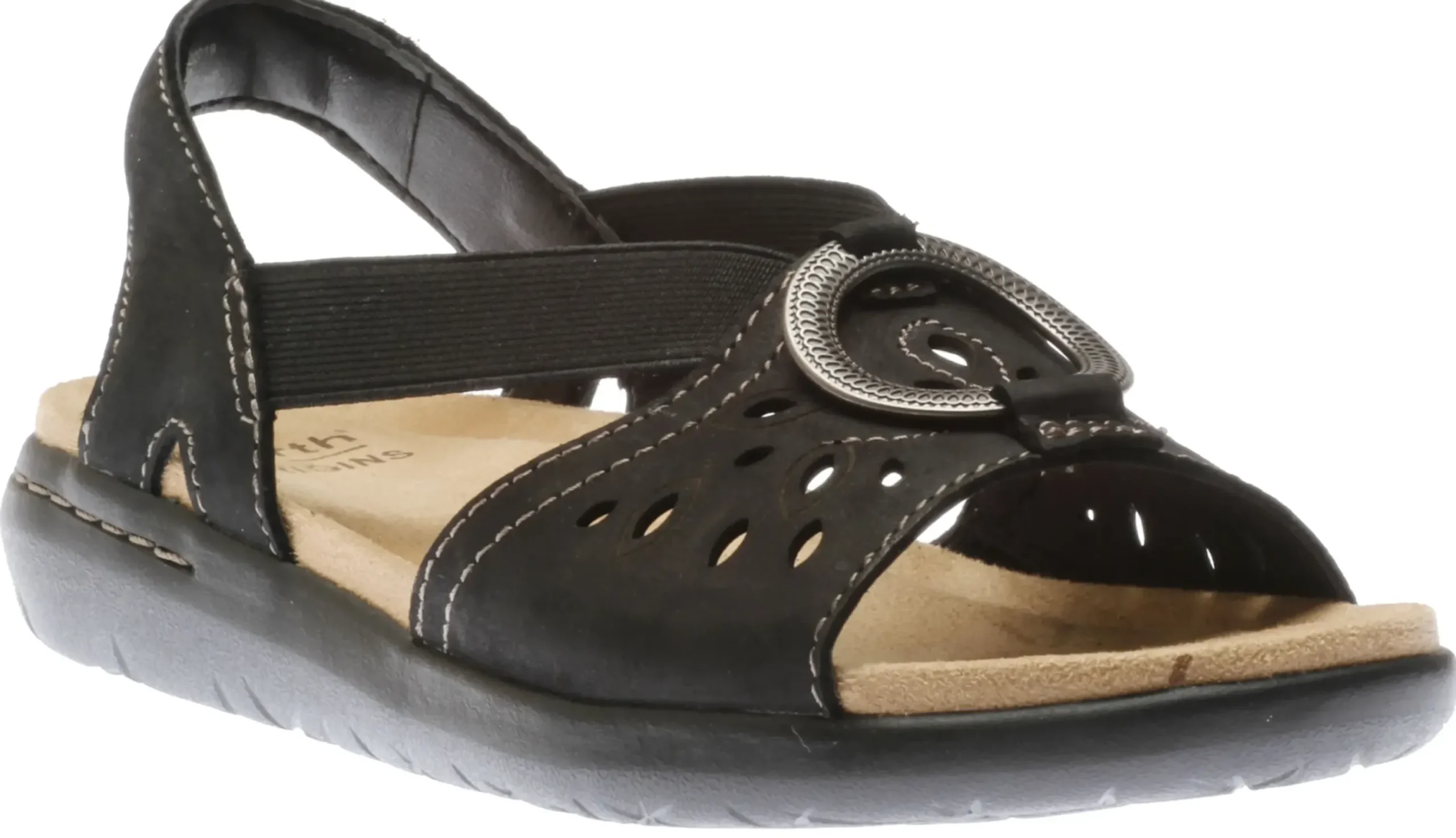 Earth Talia Black Nubuck Sandal