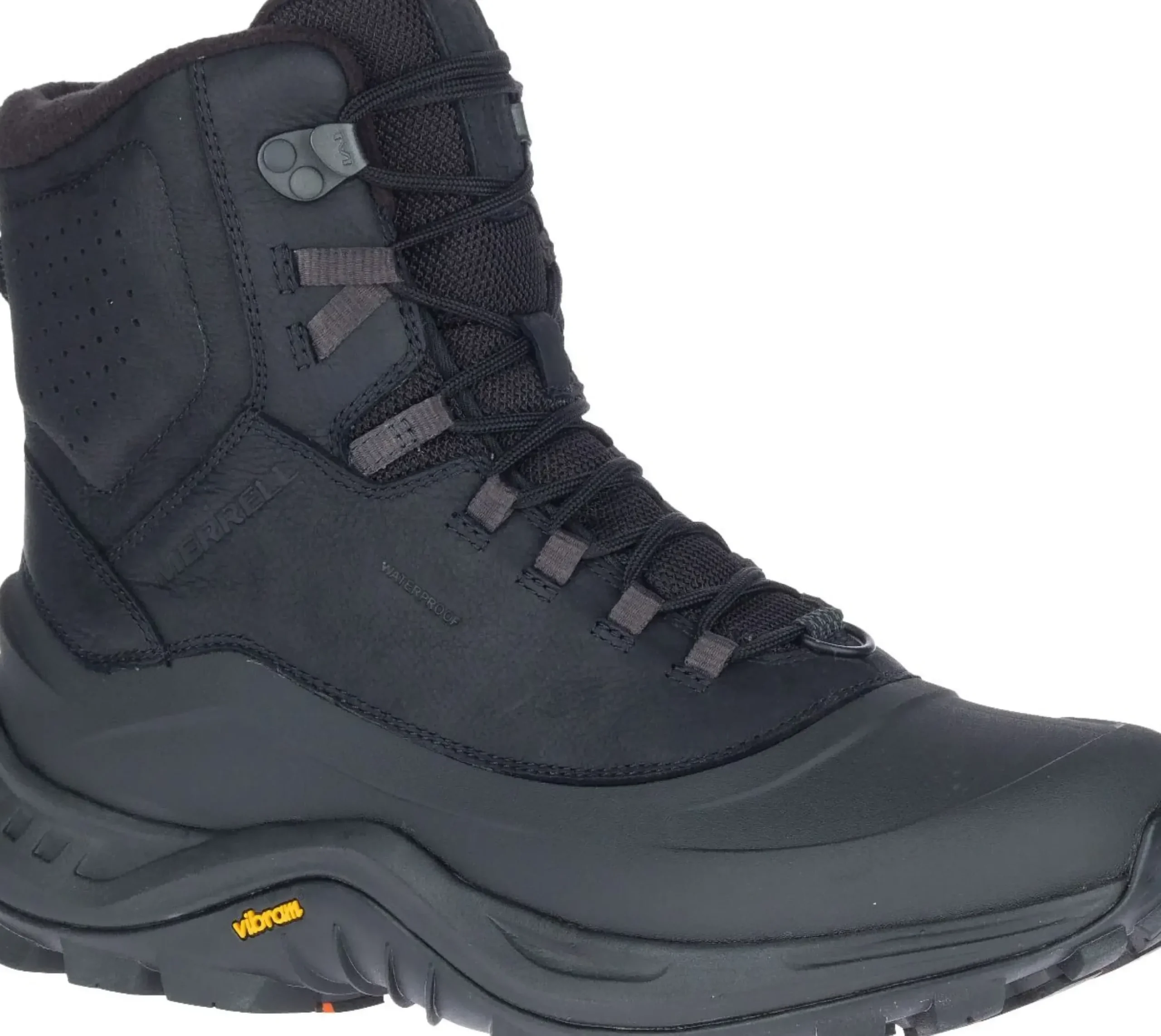 Outlet Merrell Thermo Overlook 2 Mid Waterproof Black Leather Wide Boot