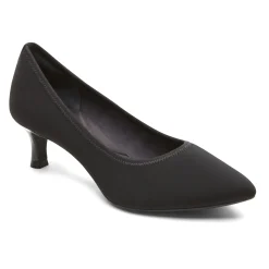 Rockport Total Motion Kaiya Black Elastic Kitten Heel Pointed Toe Dress Pump