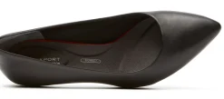 Best Rockport Total Motion Kalila Black Leather Kitten Heel Pointy Toe Dress Pump