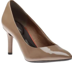 Hot Rockport Total Motion 75Mm Warm Taupe Patent Pointed Toe Heel