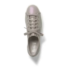 Online Keds Triple Kick Grey Iridescent Leather Lace-Up Platform Sneaker