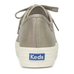 Online Keds Triple Kick Grey Iridescent Leather Lace-Up Platform Sneaker