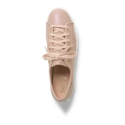 Best Keds Triple Kick Peach Iridescent Leather Lace-Up Platform Tennis Sneaker