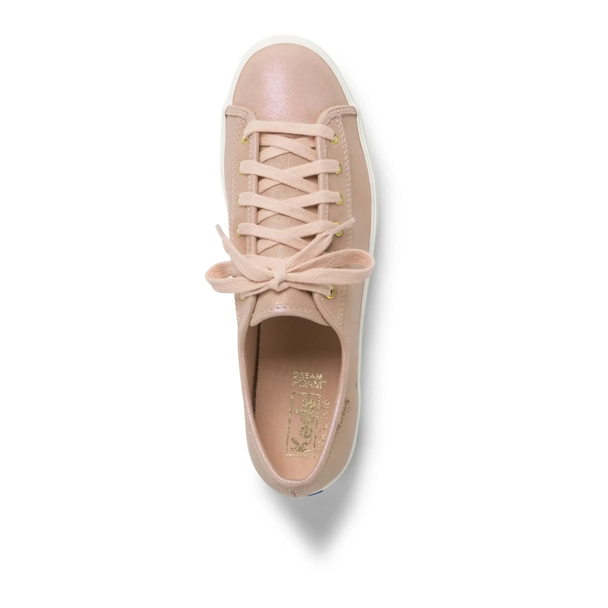 Best Keds Triple Kick Peach Iridescent Leather Lace-Up Platform Tennis Sneaker
