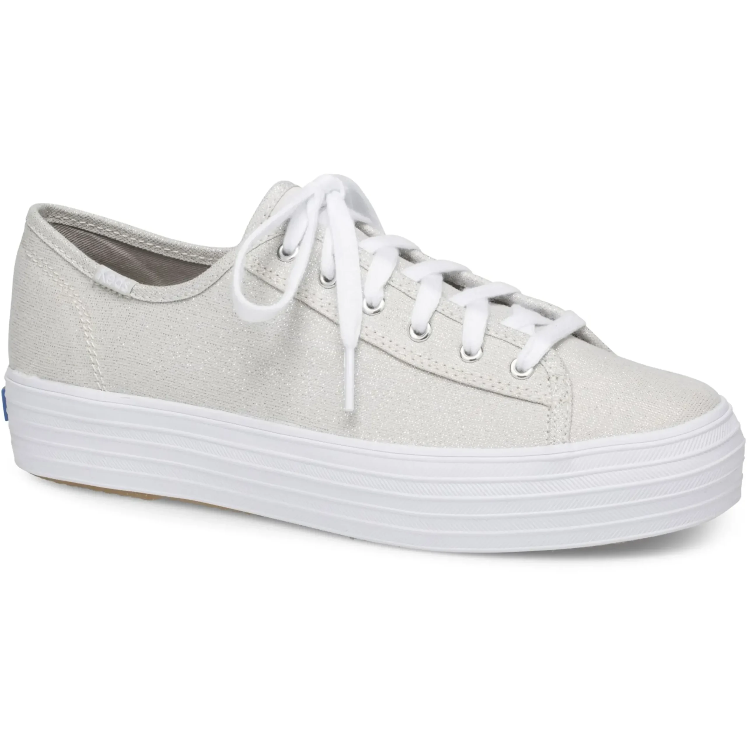 Hot Keds Triple Kick Silver Lace-Up Platform Tennis Sneaker