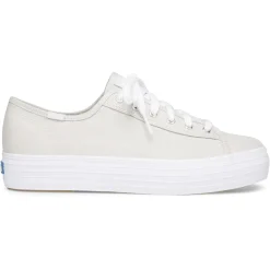 Hot Keds Triple Kick Silver Lace-Up Platform Tennis Sneaker