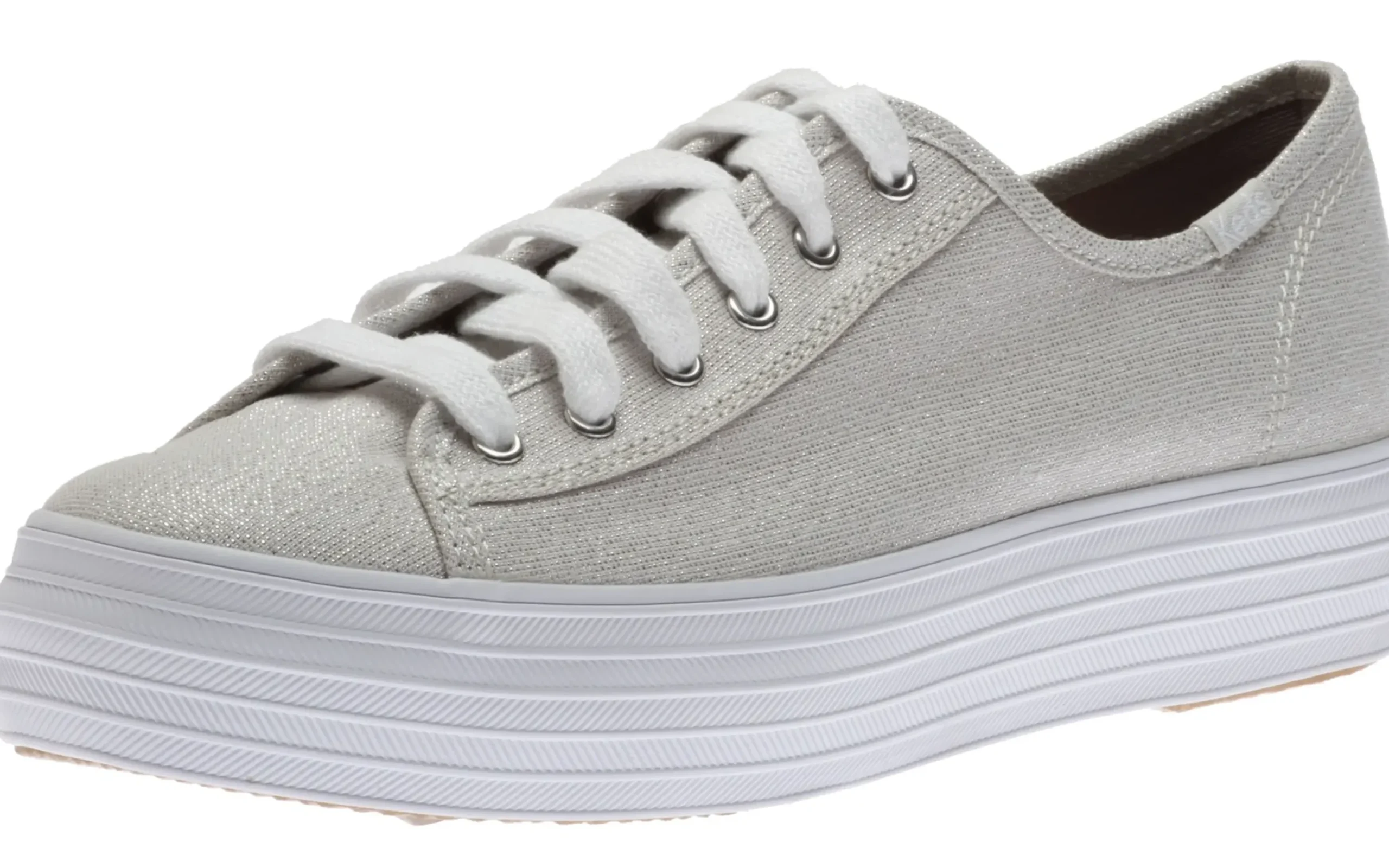 Hot Keds Triple Kick Silver Lace-Up Platform Tennis Sneaker