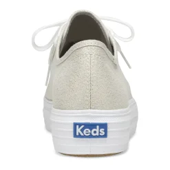 Hot Keds Triple Kick Silver Lace-Up Platform Tennis Sneaker
