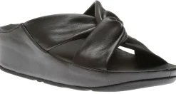Online Fit Flop Twiss Black Leather Slide Sandal