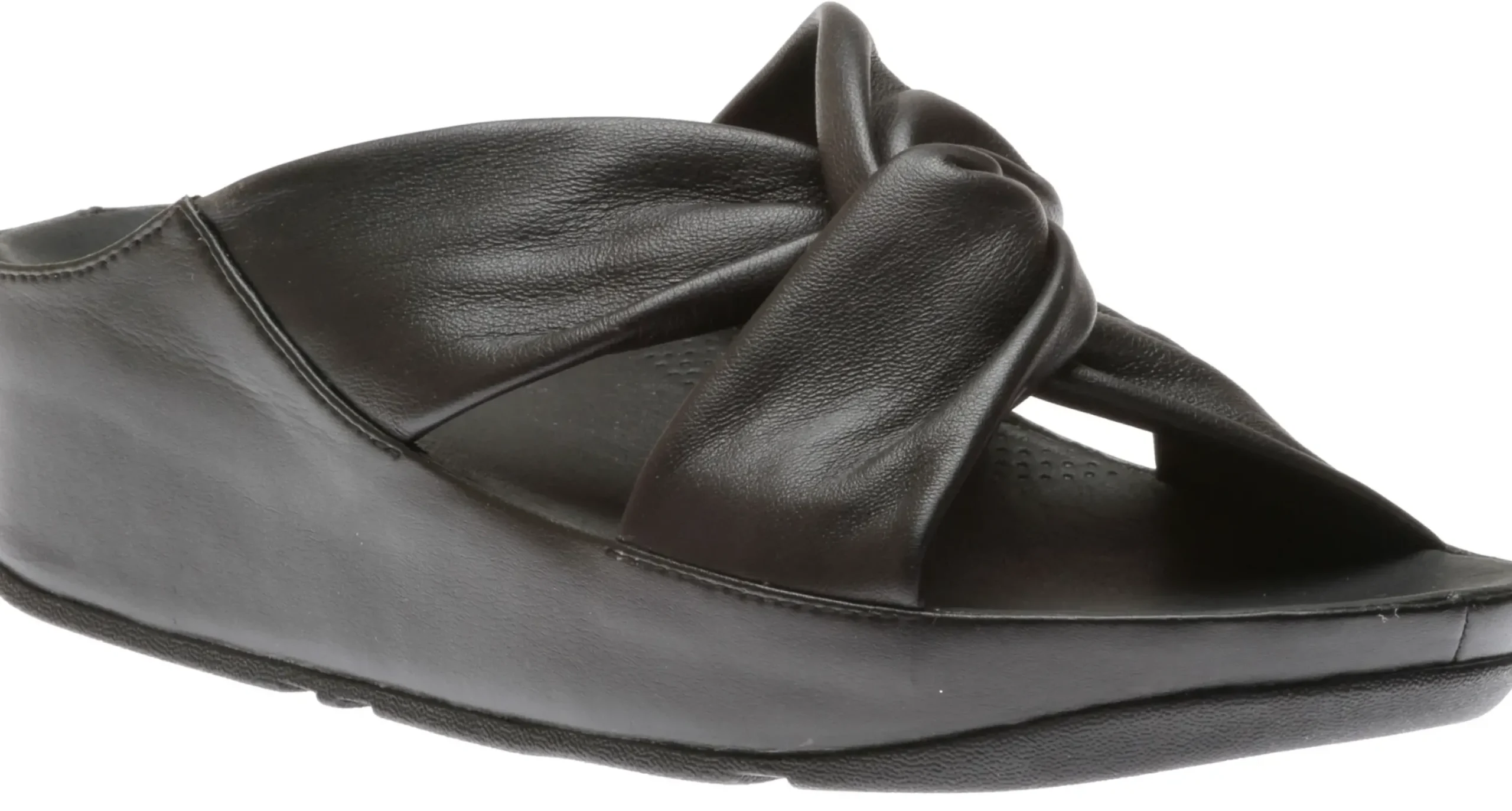 Online Fit Flop Twiss Black Leather Slide Sandal