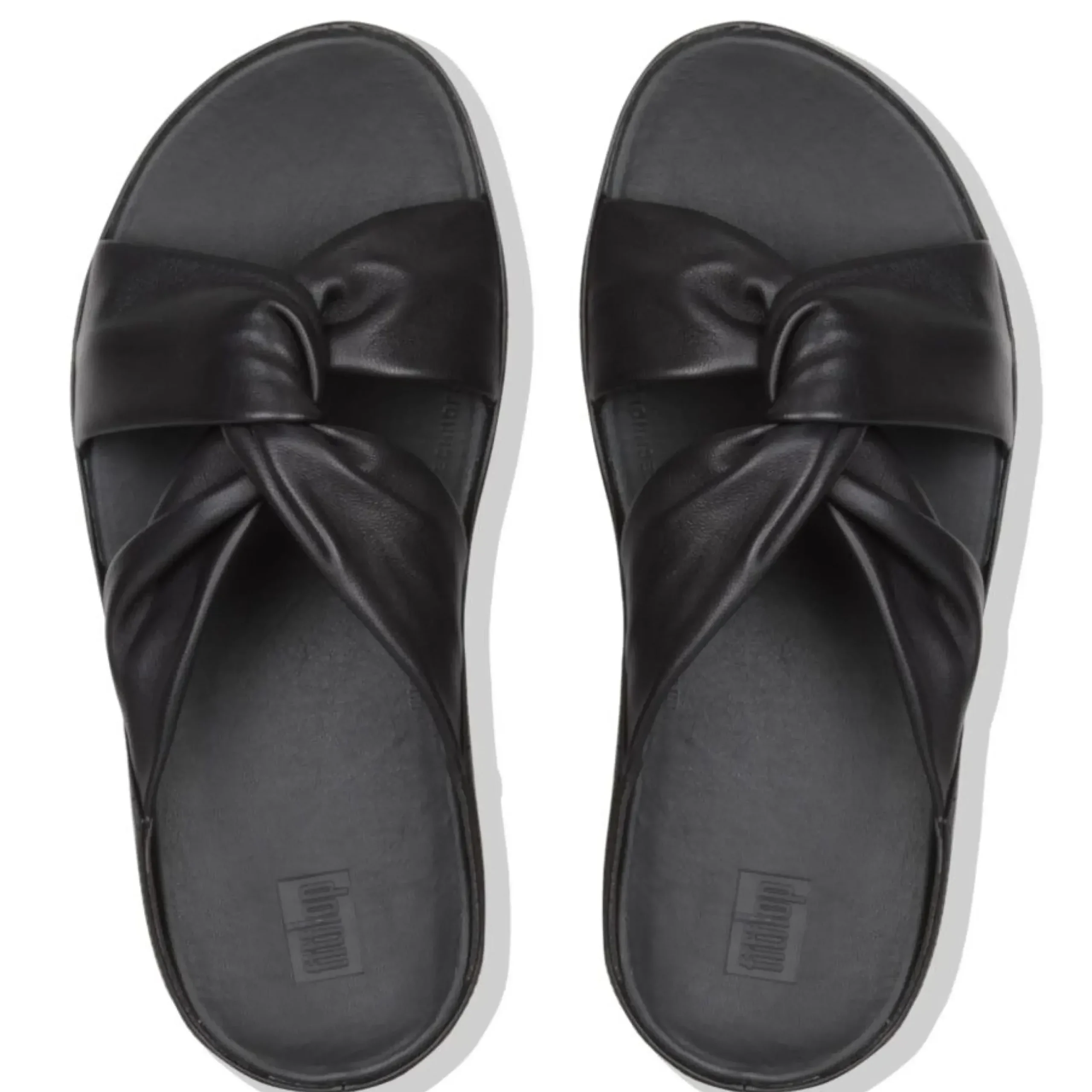Online Fit Flop Twiss Black Leather Slide Sandal