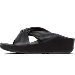 Online Fit Flop Twiss Black Leather Slide Sandal