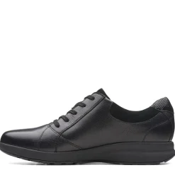 New Clarks Un Adorn Lace Black Leather Sneaker