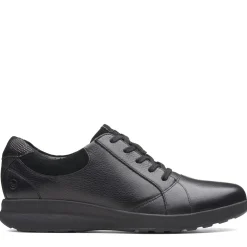 New Clarks Un Adorn Lace Black Leather Sneaker