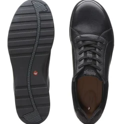 New Clarks Un Adorn Lace Black Leather Sneaker