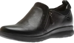 Sale Clarks Un Adorn Zip Black Leather Slip-On