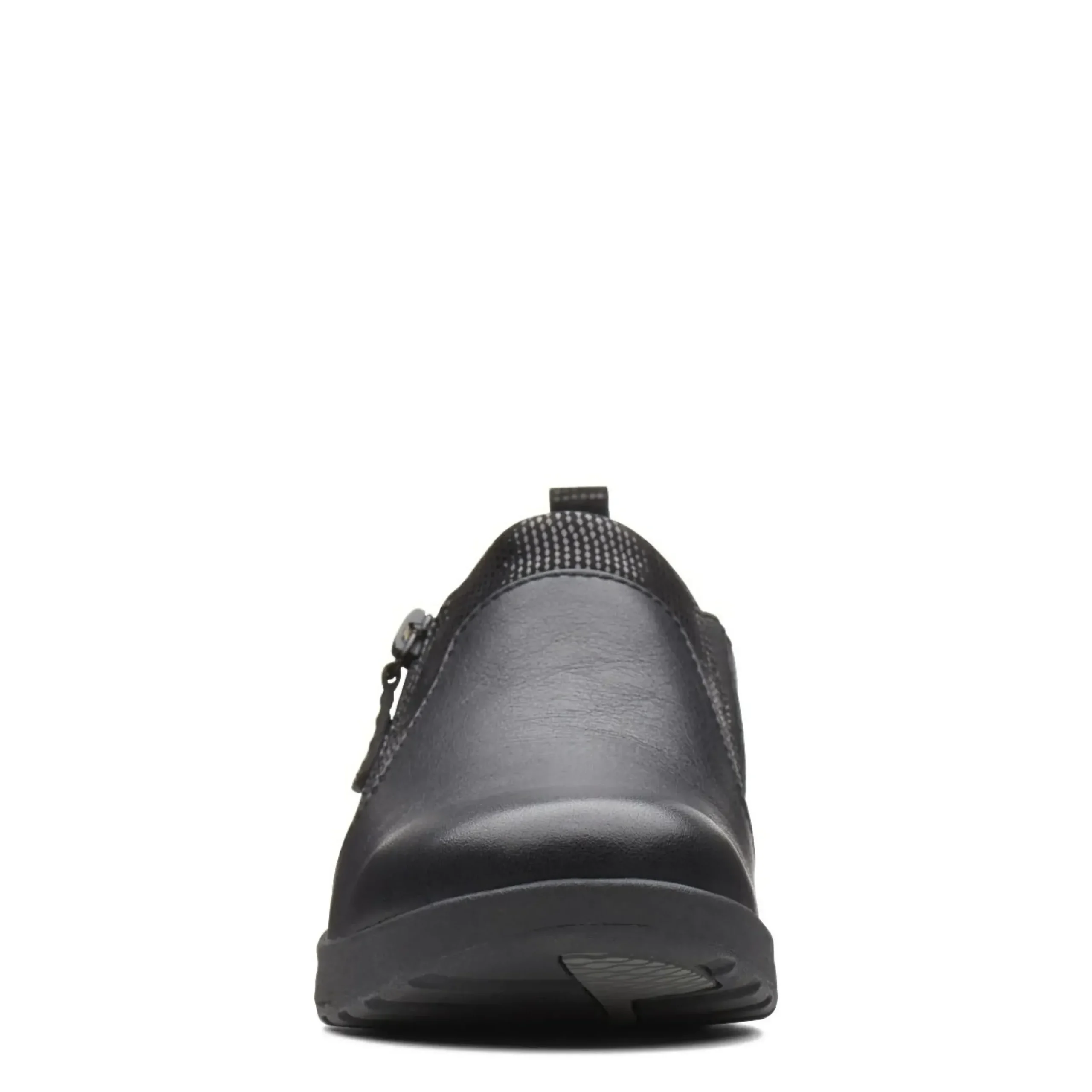 Sale Clarks Un Adorn Zip Black Leather Slip-On