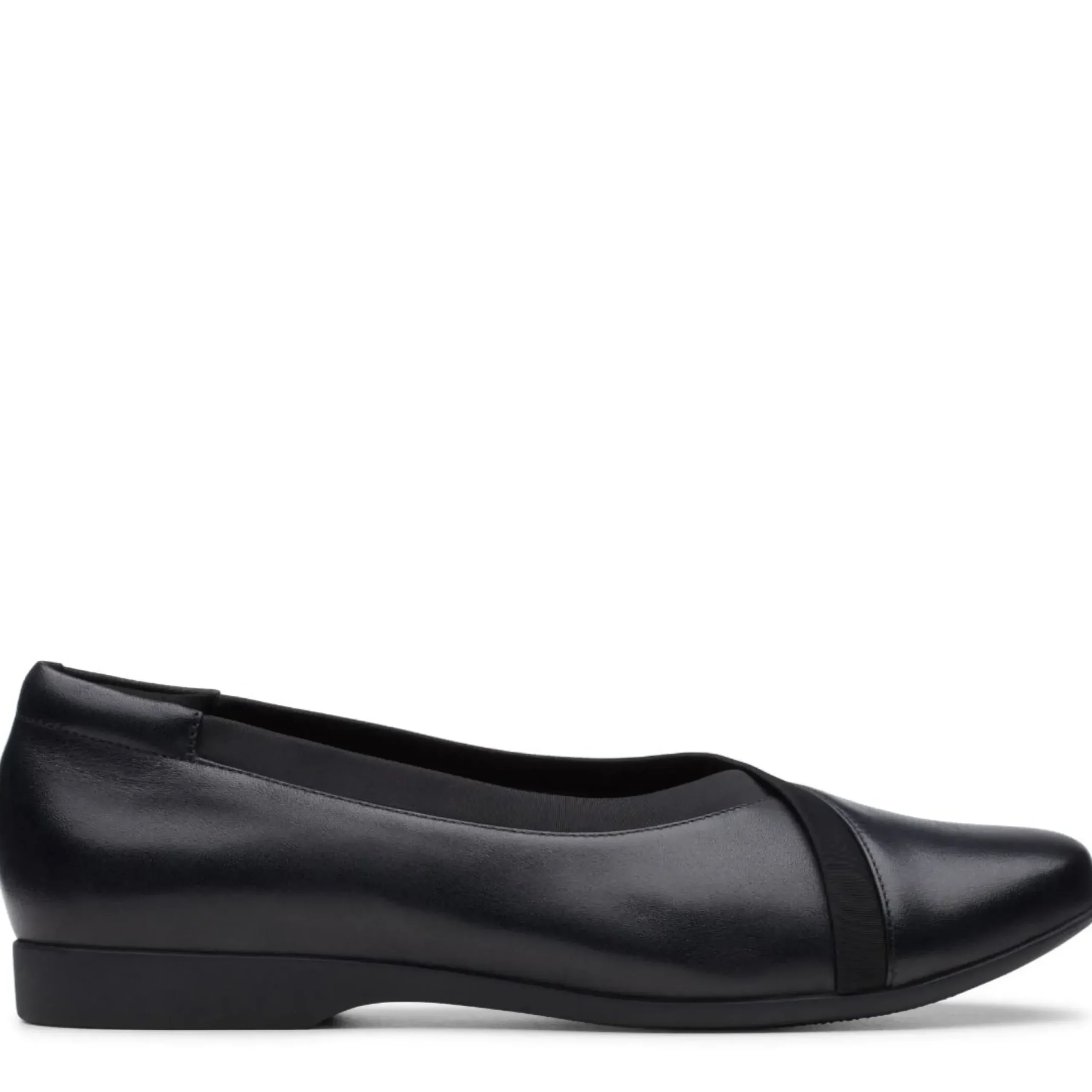 Clearance Clarks Un Darcey Ease Black Leather Flat