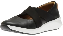 Best Clarks Un Rio Cross Black Leather Slip-On Sneaker