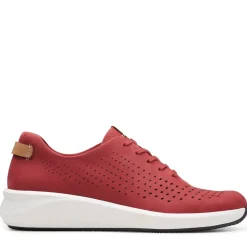 Hot Clarks Un Rio Tie Red Nubuck Leather Sneaker