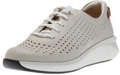 Clearance Clarks Un Rio Tie White Nubuck Leather Sneaker
