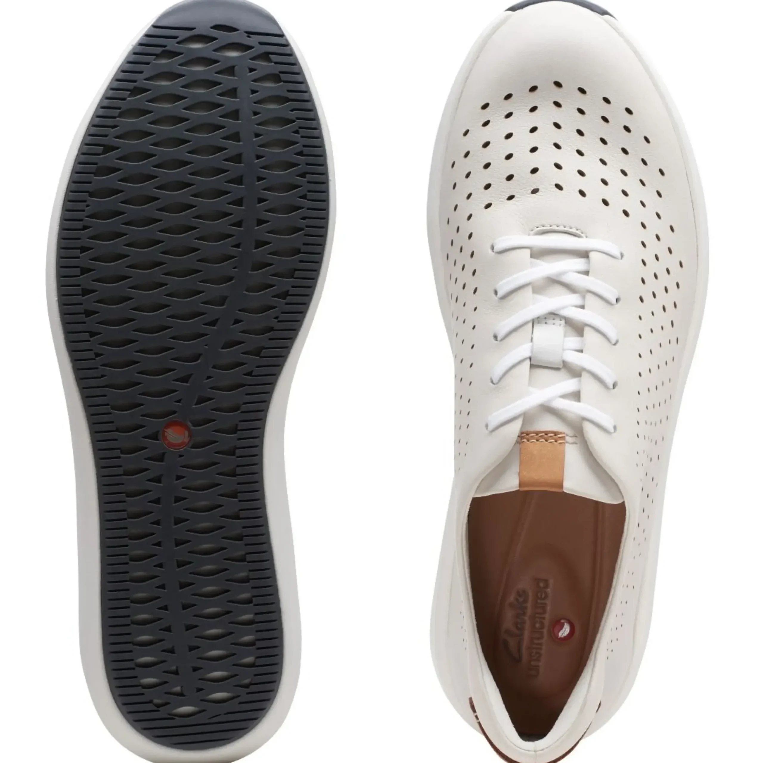 Clearance Clarks Un Rio Tie White Nubuck Leather Sneaker