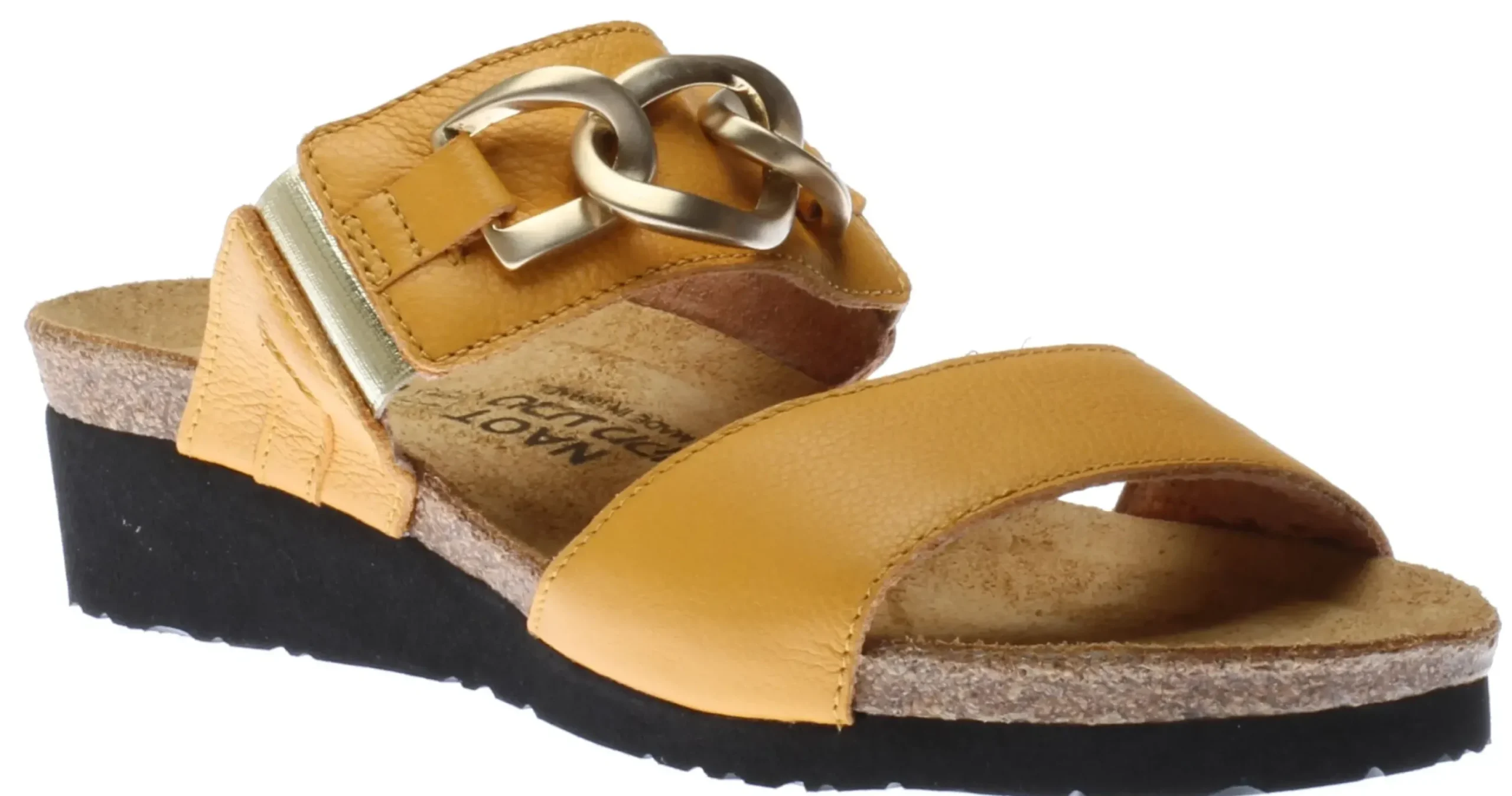 Naot Victoria Marigold Yellow Leather Embellished Slide Sandal