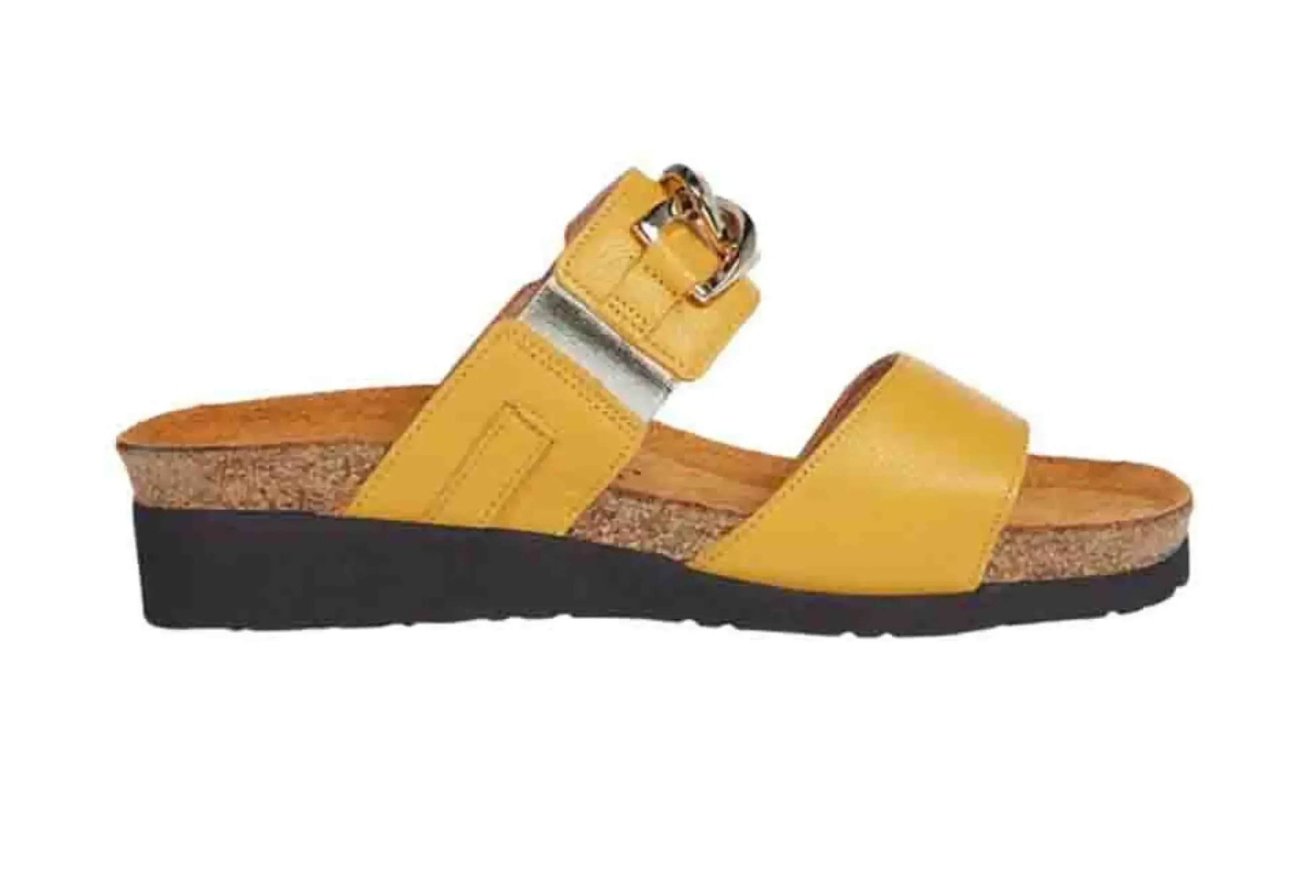 Naot Victoria Marigold Yellow Leather Embellished Slide Sandal