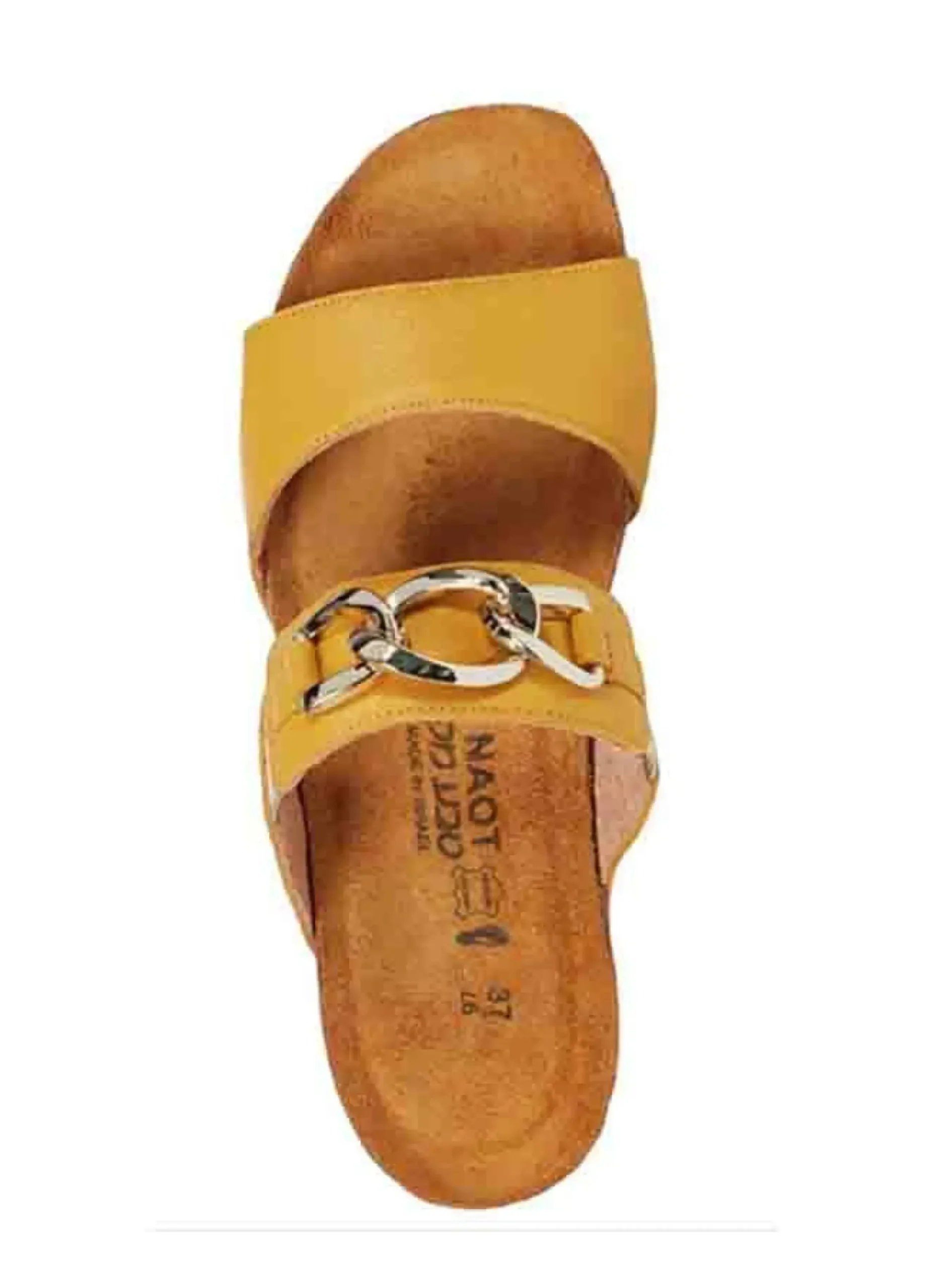Naot Victoria Marigold Yellow Leather Embellished Slide Sandal