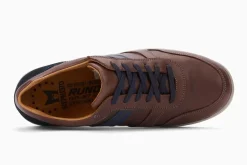 Hot Mephisto Vito Chesnut Brown Navy Leather Lace-Up Sneaker