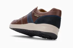 Hot Mephisto Vito Chesnut Brown Navy Leather Lace-Up Sneaker