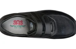 Clearance SAS Shoes Vto Black Leather Velcro Walking Shoe
