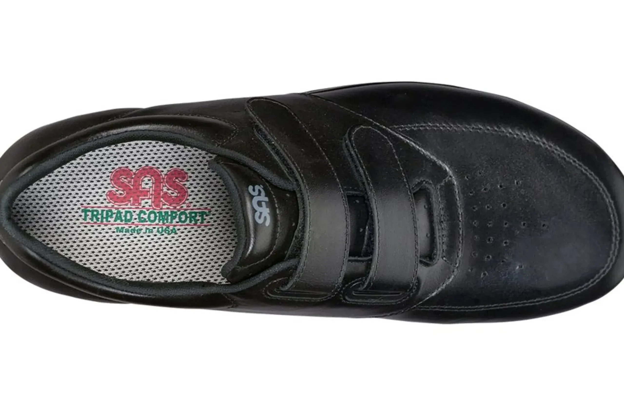 Clearance SAS Shoes Vto Black Leather Velcro Walking Shoe