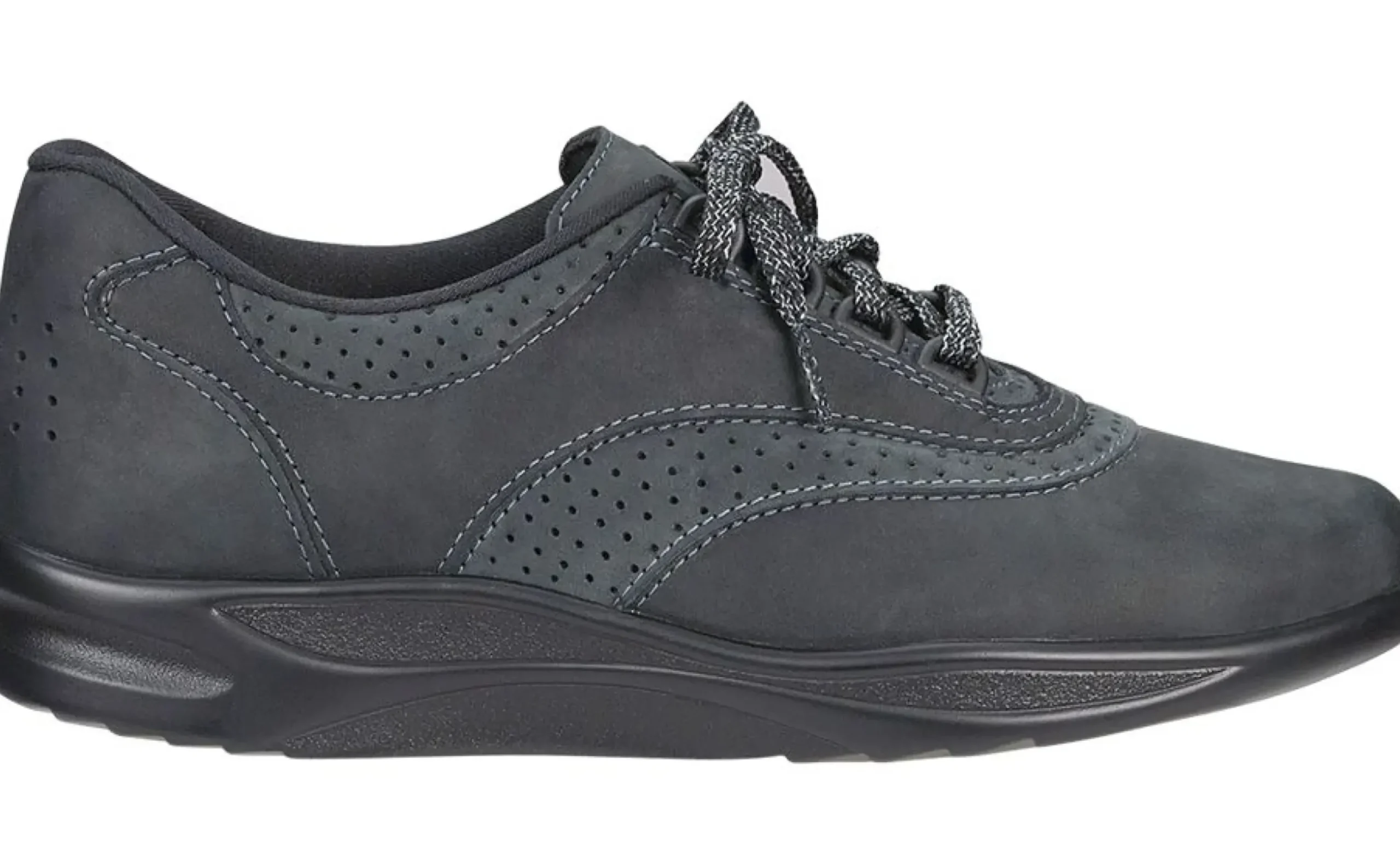 SAS Shoes Walk Easy Nero Nubuck Leather Walking Shoe