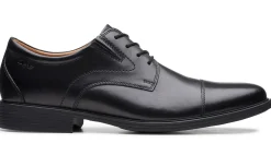 New Clarks Whiddon Cap Toe Black Leather Oxford Dress Shoe