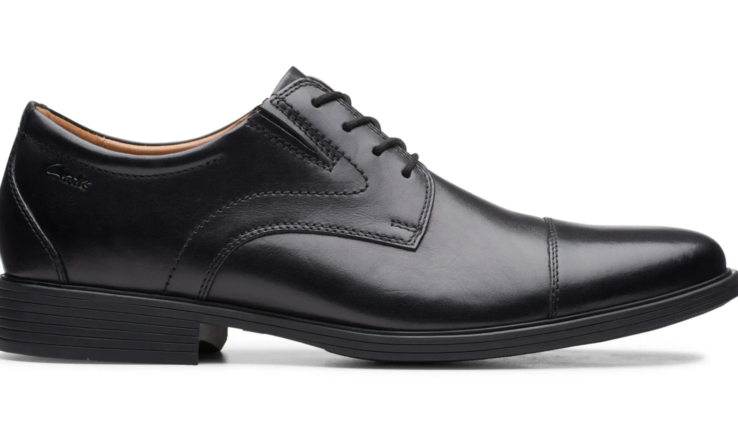 New Clarks Whiddon Cap Toe Black Leather Oxford Dress Shoe