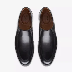 Sale Clarks Whiddon Step Black Leather Dress Loafer