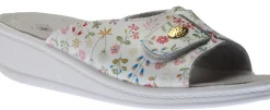 Clearance Lady Diana White Floral Slide Wedge Sandal