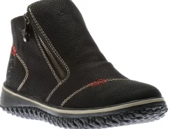 Best Rieker Wildebuk Black Double Zipper Ankle Boot