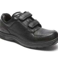 Best Dunham Winslow Black Leather Two-Strap Hook & Loop Oxford Shoe