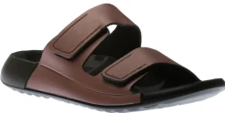 Online Ecco Women's 2Nd Cozmo Woodrose Leather Double Strap Slide Sandal