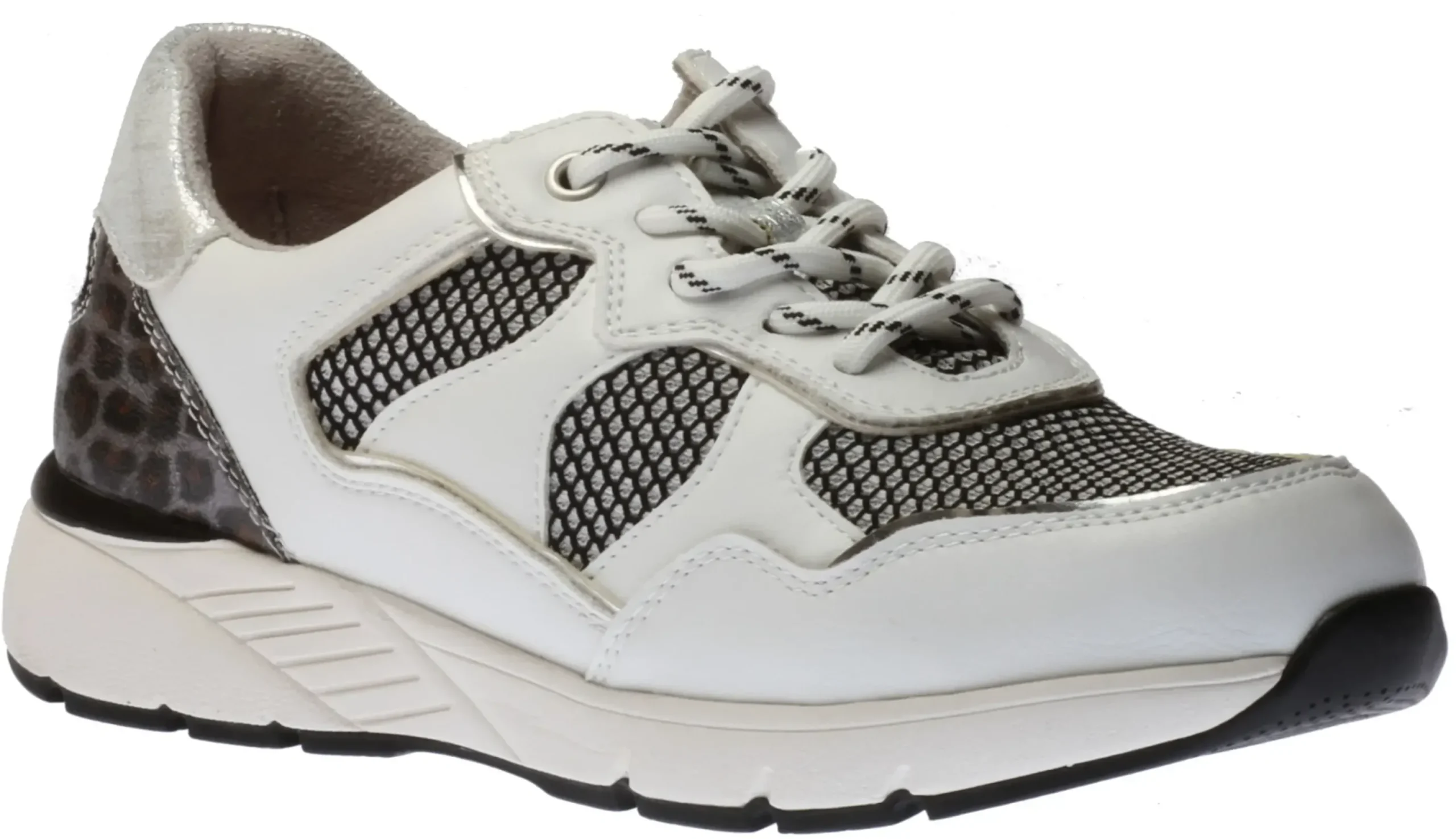 Relife Women's White Black Cheetah Lace-Up Sneaker